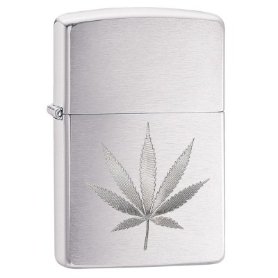 Zippo Chrome Marijuana Leaf Design 29587